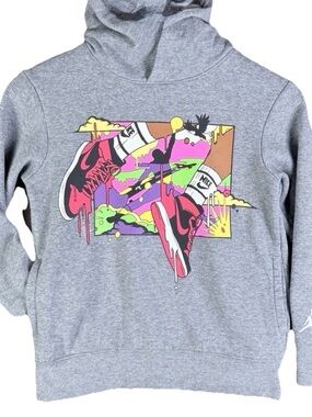 Kid’s Nike Air Jordan w/ Sneakers Graphic Hoodie Sweatshirt Size XS 4-5 Years
